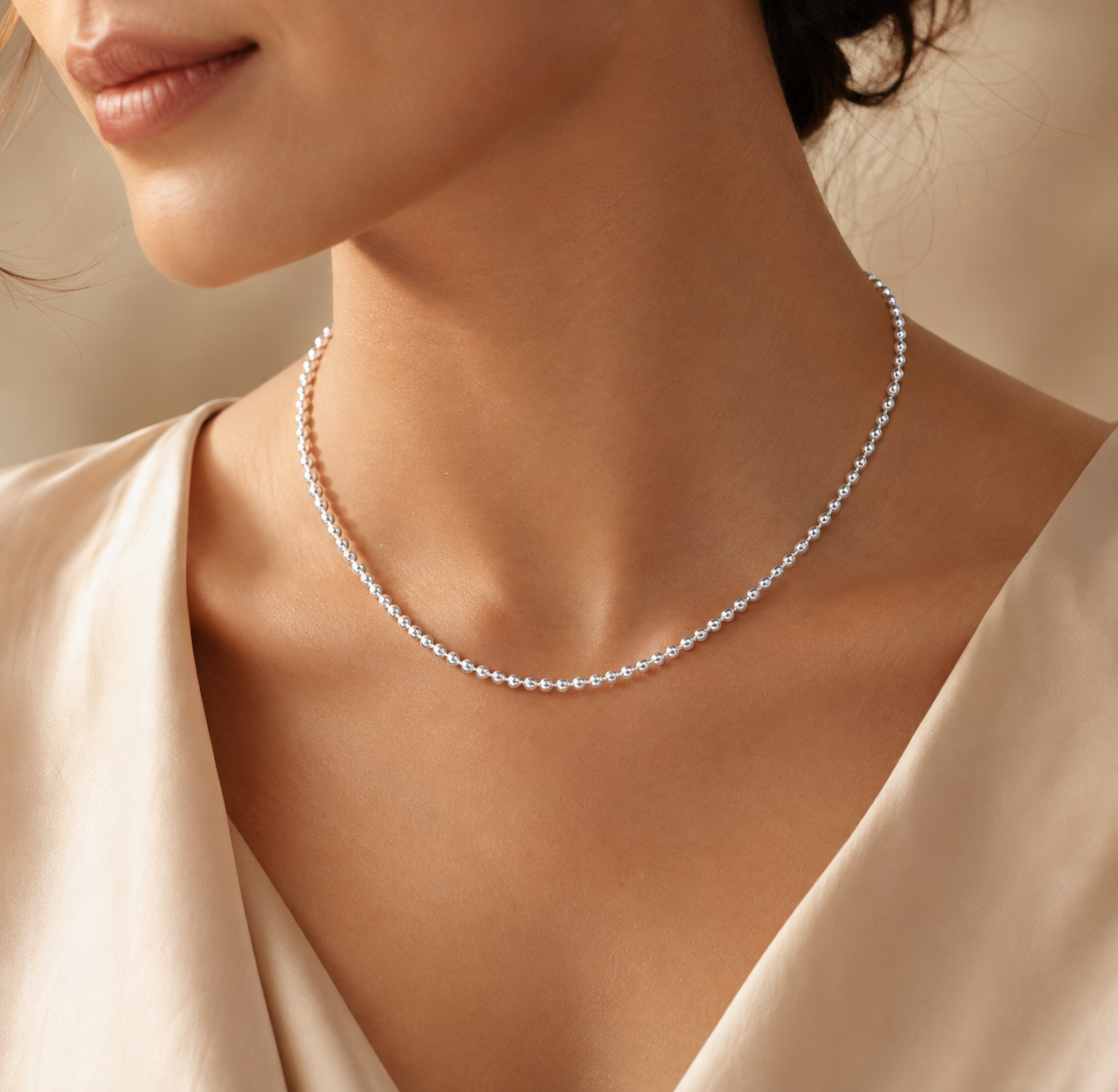 Classic 925 Silver Beaded Ball Chain - Image 3