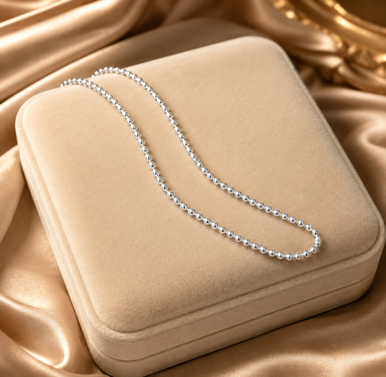 Classic 925 Silver Beaded Ball Chain - Image 4