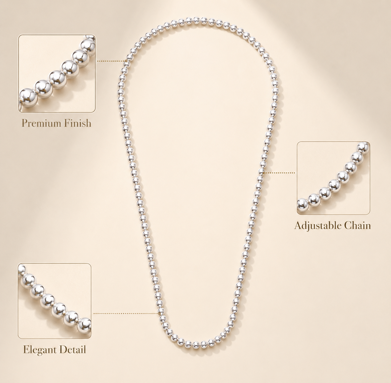 Classic 925 Silver Beaded Ball Chain - Image 5
