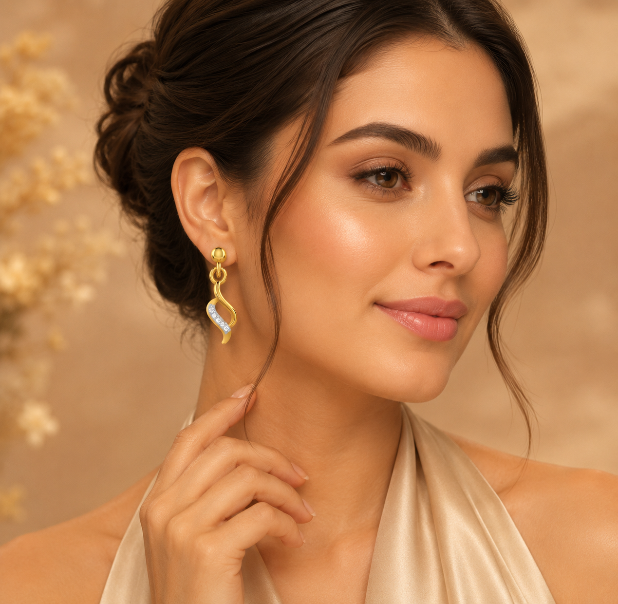 925 Sterling Silver Gold-Plated CZ Swirl Drop Earrings for Women - Image 2