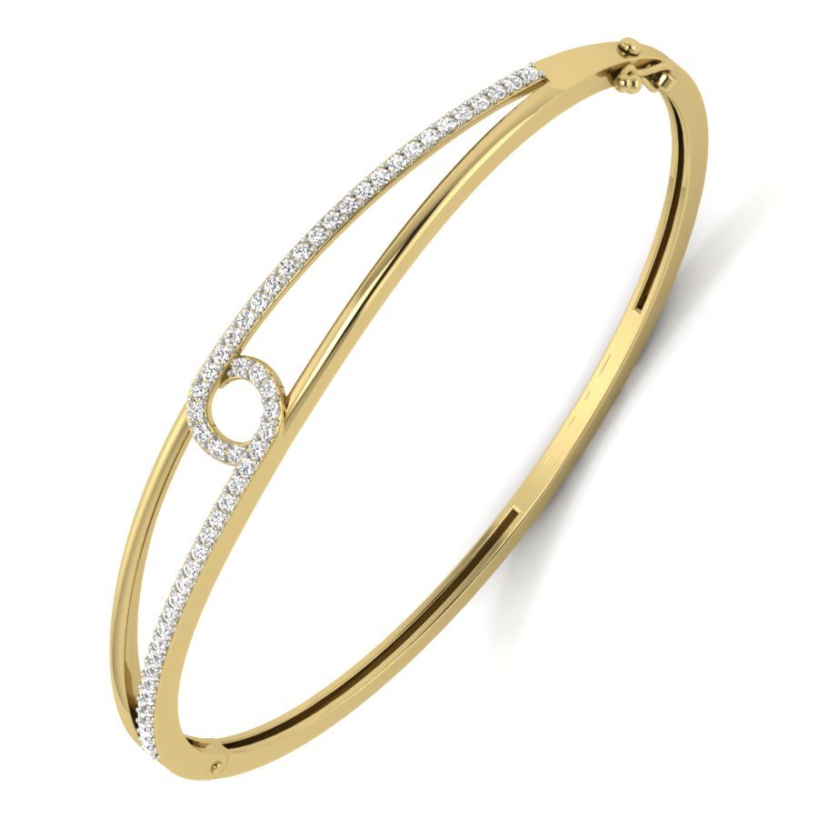 925 Sterling Silver Gold-Plated Infinity Circle CZ Bangle Bracelet for Women - Image 4