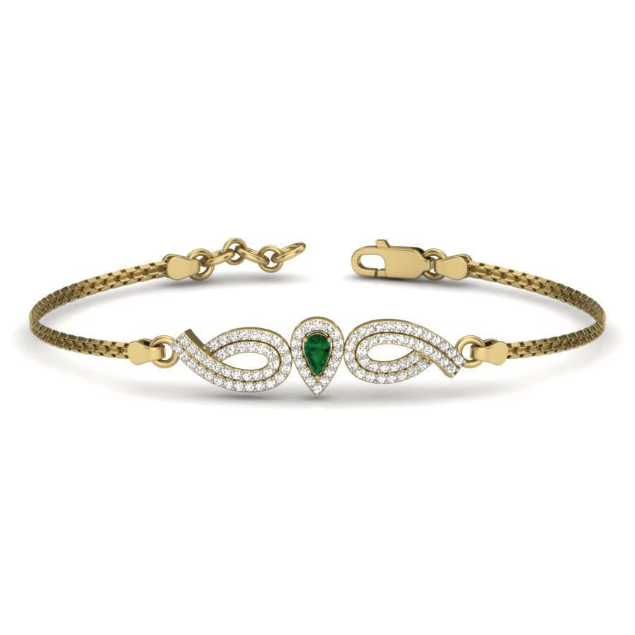 925 Sterling Silver Gold-Plated Emerald Green CZ Infinity Bracelet for Women - Image 3