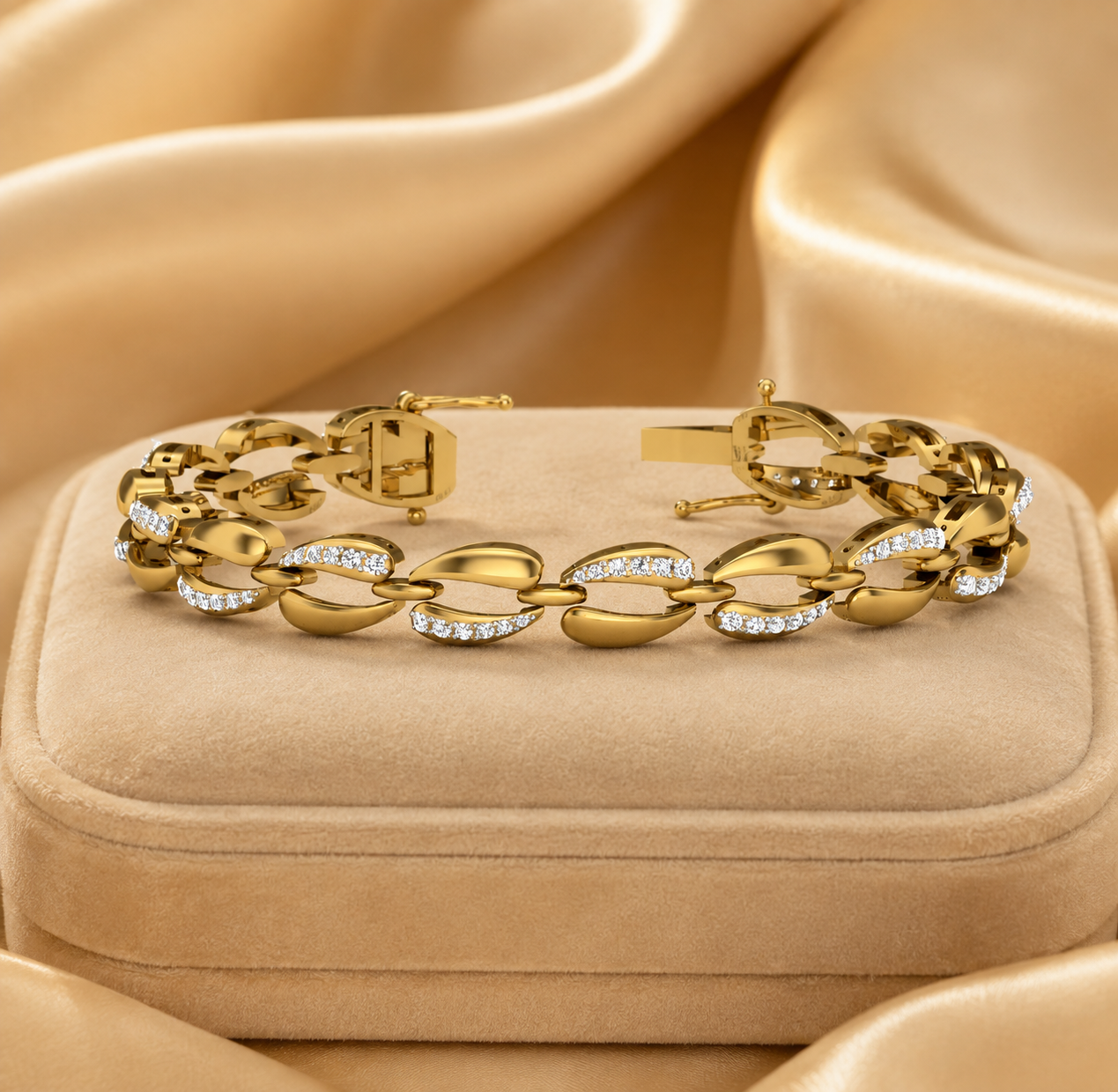 925 Sterling Silver Gold-Plated Oval Link CZ Bracelet for Women - Image 3