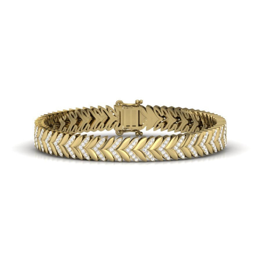 925 Sterling Silver Gold-Plated Leaf Design CZ Bracelet for Women - Image 2